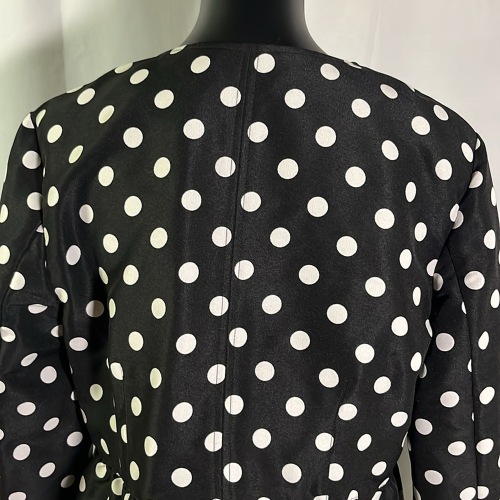 LOFT Black & White Jacquard Polka Dot Lightweight Peplum Hem Jacket - Picture 10 of 16